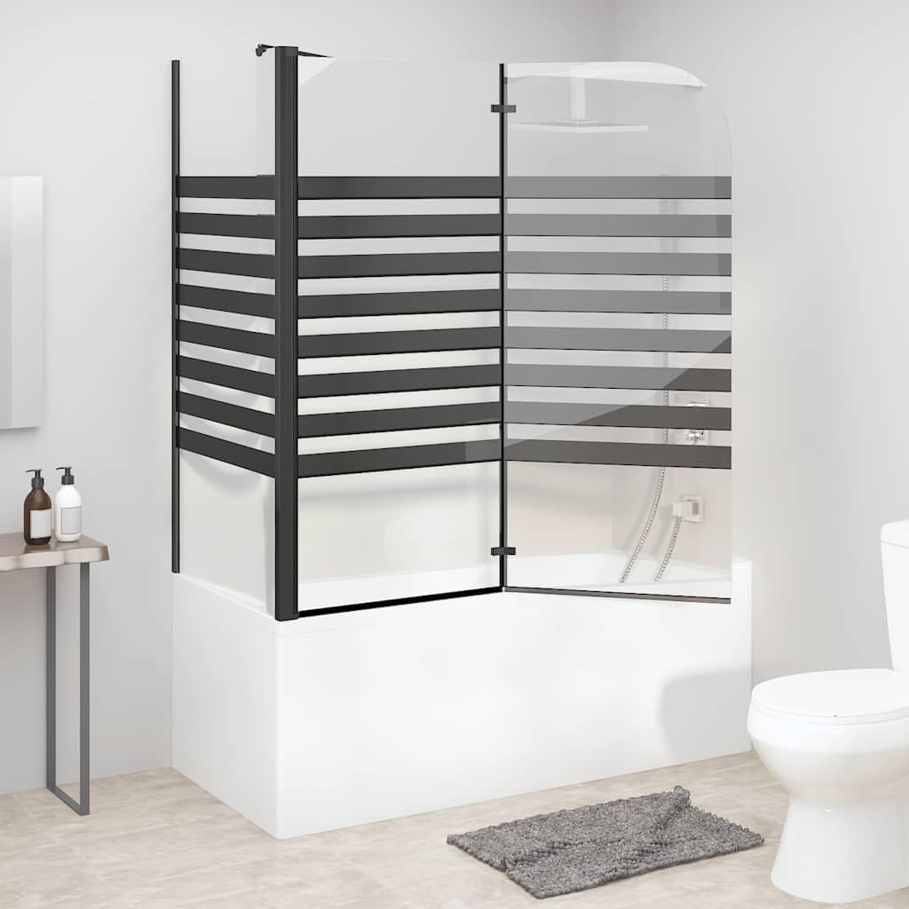 Mampara de ducha de vidrio templado 120 x 68 x 130 cm con marco de aluminio plegable y brazo de apoyo, mampara de ducha negra para entrada de ducha, cabina de ducha, ducha esquinera y