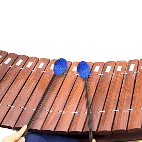 Image of Mr.Power Marimba Mallets Wood Handle Yarn Head with Maple Handle, Bass Percussion instruments Sticks (Soft Yarn Head, Blue) (Pack of 2)