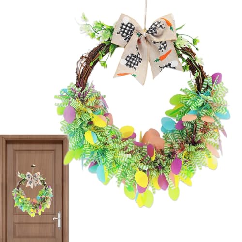 Corona di Pasqua per porta principale,Corona di primavera di Pasqua | Corona di ghirlanda di primavera per porta d'ingresso - Decorazione di corona di Pasqua da 16 pollici, corone artificiali