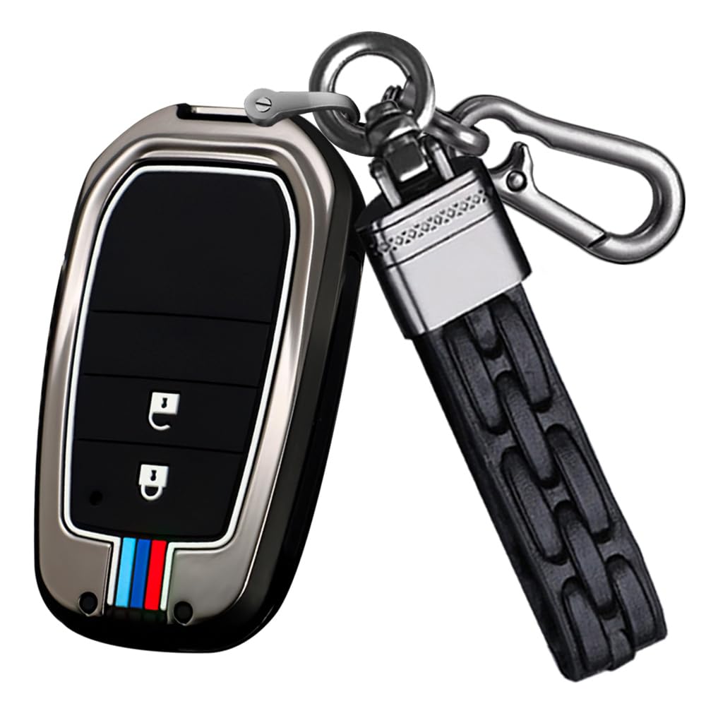 KUNIO Keyless Key Fob Cover fit for Toyota Yaris Cross Yaris Hybrid Rav4 Aygo GR Sport 2020 2021 2022 2023 key fob cover Metal Cover Key Cover Key Fob 2 Buttons A Black - Image 3