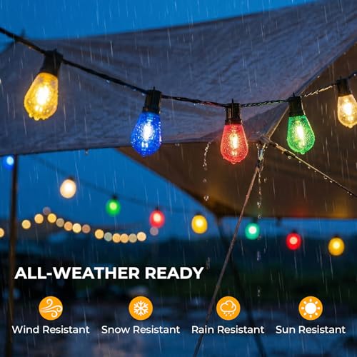 Image of GvvooHome 15 Pack S14 LED Edison String Light Bulbs Red&Green, Shatterproof Vintage 1W Bulbs for Patio Garden Lighting, E26 Medium Base