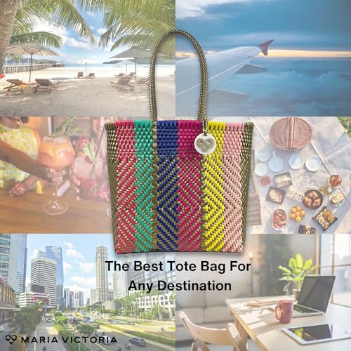 Image of MARIA VICTORIA Women's Waterproof Plastic Tote - Medium, Stylish Spring /Summer Bag for Daily Use & Travel