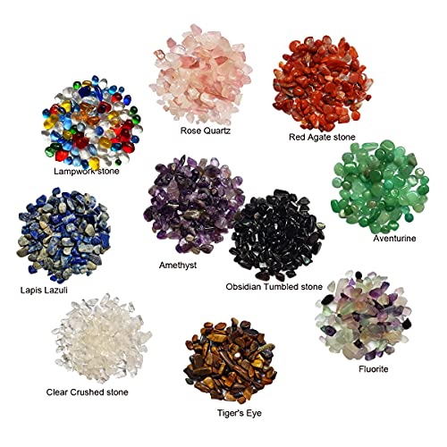 SeeuFun Assorted Mini Crystal Stone Tumbled Chips, Fluorite, Tiger\'s Eye, Rose Quartz, Amethyst (1/2 Pound) - Thumbnail 3