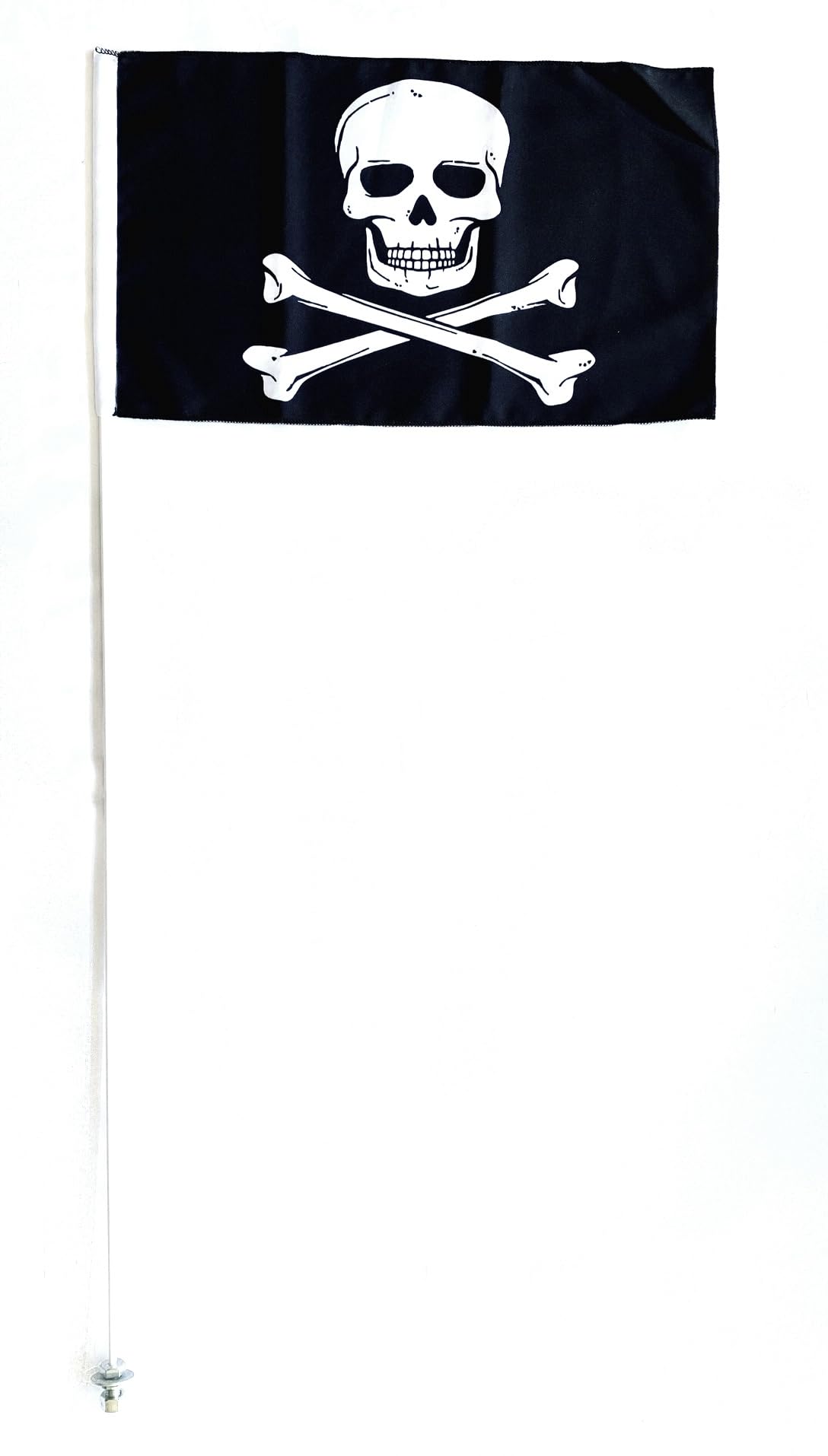 JLP 6-ft Tall 1/4 In Pole 19x12 In Poe Go-Kart Off-Road Out Door Sports 4X4 Glamis Sand Dunes Whip Motorcycle Safety High visibility and wind resistance Flag Balck and White Pirate