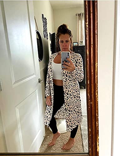 Image of Womens Leopard Print Cardigan Lightweight Long Sleeve Open Front Fall Cardigans S-XXL
