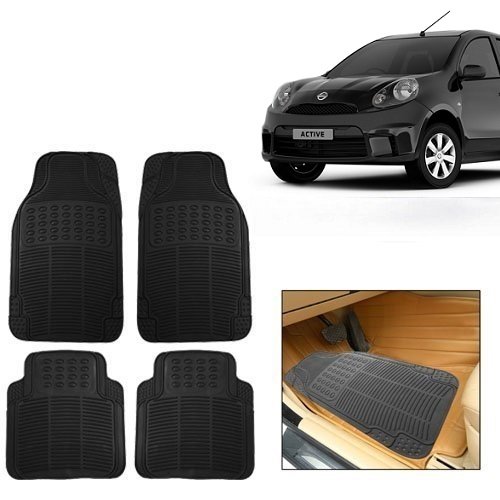 Autonity Rubber Car Floor / Foot Mats Set Of 4 Black For Nissan Micra