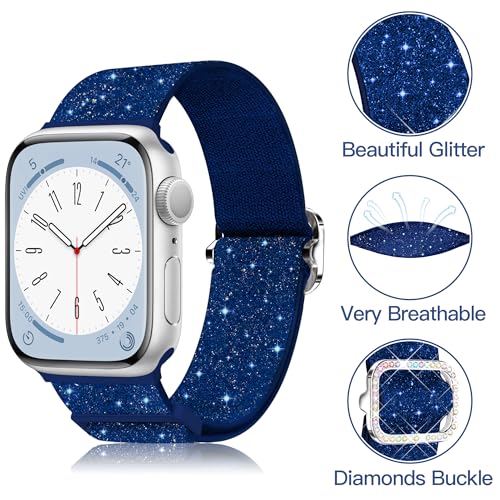 wipalor Sparkly Stretchy Nylon Band Fit Bling Apple Watch Bands for Women - image 2