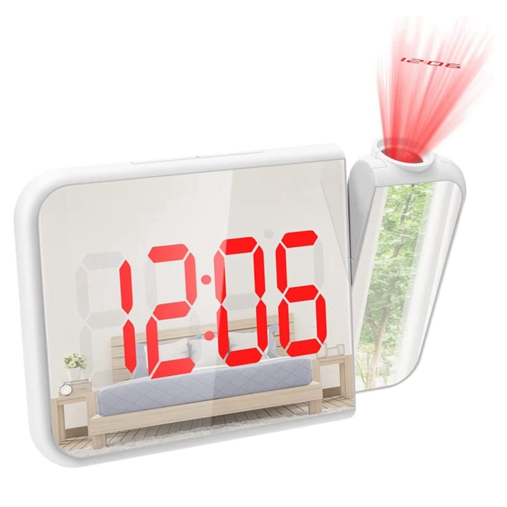 NSUQOA Bedroom Projection Electronic Digital Alarm Clock 6 Inch LED with Room Temperature