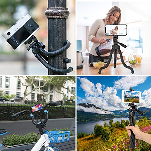 Phone Tripod Flexible Upgraded, 11" Portable Cell Phone Camera Travel Tripod Stand with Wireless Remote Shutter and Universal Phone Mount, Compatible with iPhone, Android Phones, Sports Camera GoPro - Thumbnail 7