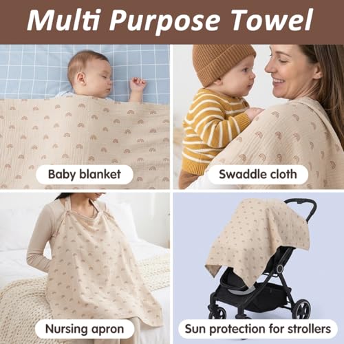 Image of SNOWIE SOFT Breathable Cotton Breastfeeding Nursing Cover with Adjustable Neck Strap, Lightweight Privacy Nursing Poncho for Nursing Mothers, Baby Essentials Product 65x95cm