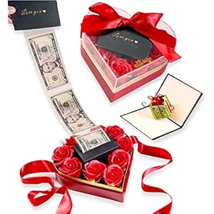 Ribbonbonbox Money Box for Cash Gift Pull Heart Box – Unique Gifts for Birthday, Anniversary, Wedding Gifts for Her and…