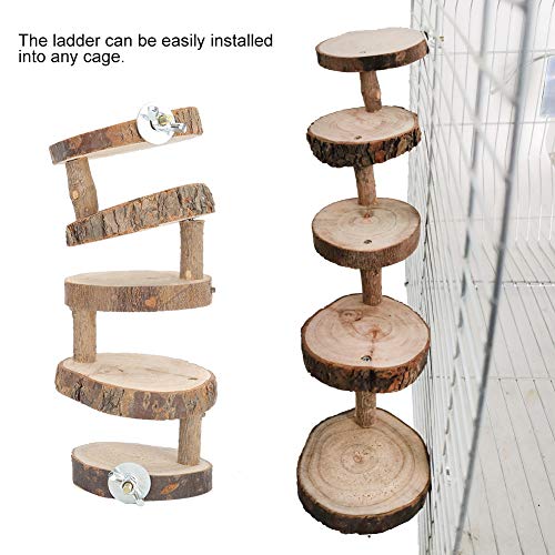 Image of Tiiyee Wooden Hamster Ladder, Bird Parrot Ladder Perch Wood Climbing Bridge | Parakeet Cage Toy Ramps Exercise Stands Activity Platform Playground Accessories for Small Animals Gerbil Mice Mouse Rat