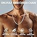 ONLVULF Solid 925 Sterling Silver Chain Necklace for Men Women, 4mm Miami Mens Cuban Link Chain for Men, Men's Chain Necklace, 20 Inches