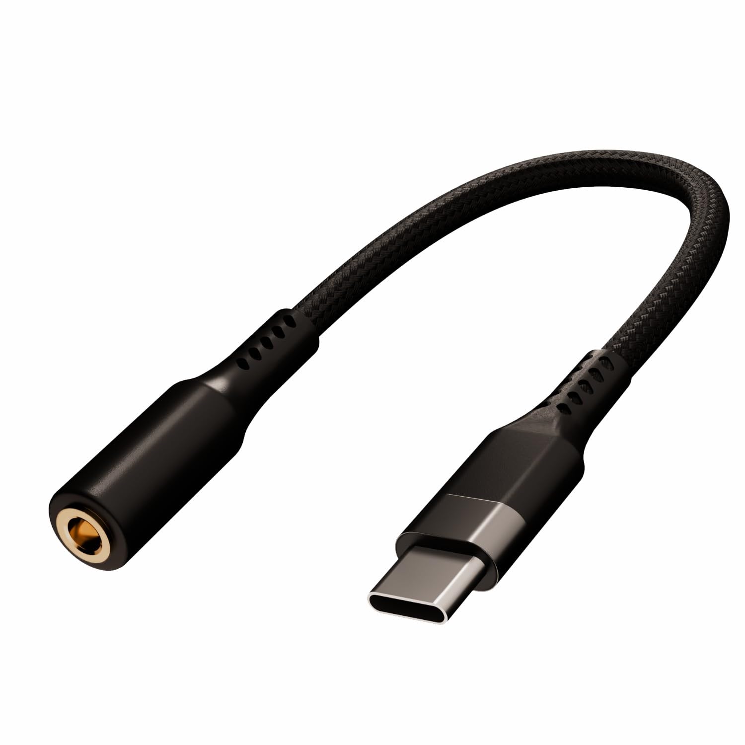 Type-C to 3.5mm Audio Jack Adapter with DAC | Hi-Fi Sound Quality | Mic Support | Compatible with Android & iOS Devices | Braided Design | Black-image-42