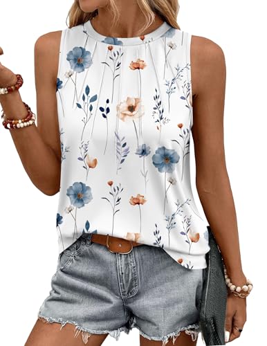 Débardeur d'été pour femme plissé chic et top fluide ample