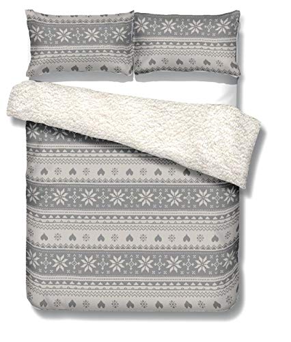 GoldStar® - Juego de funda de edredón de forro polar supersuave, todos los tamaños, Isla Feria Nórdica, Doublé