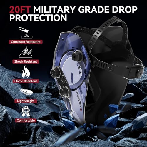Image of ARCCAPTAIN 3.93 inchX3.66 inch Large Viewing Screen Auto Darkening Welding Helmet, True Color Solar Power Welding Hood with 4 Arc Sensor Wide Shade 4 /5-9 /9-13 for TIG MIG Arc, HSH-G999-ST