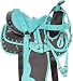 10" 12" 13" WESTERN YOUTH PONY MINI MINIATURE HORSE SADDLE TACK PAD HEADSTALL REINS BREAST COLLAR SET (Blue, 10)