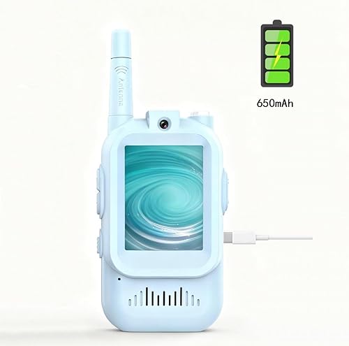 Miniatura 5 de Walkie Talkies de video para niños, Walkies talkies de mano para niños, paquete de 2 porteros de video recargable, juguetes para interiores y