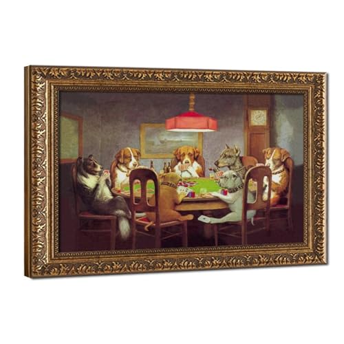Tableau chiens jouant au poker Coolidge 61x91 cm idéal pour une déco de bureau