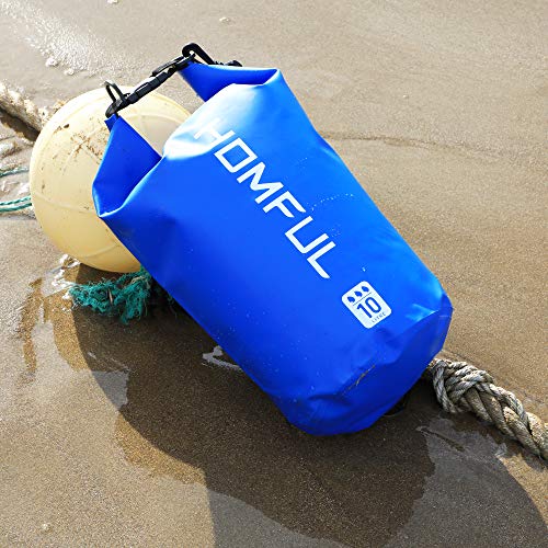 HOMFUL Waterproof Dry Bag Roll Top with Strap,10L/20L Dry Sack Backpack for Kayaking,Boating,Canoeing,Fishing,Rafting,Swimming,Hiking,Camping,Travel,Beach