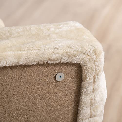 PawHut Hundetreppe 4-stufig, 35 cm Katzentreppe für Bett und Sofa, Haustiertreppe für Hunde und Katzen bis 5 kg, Plüschoptik, Beige