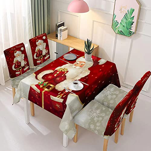 Nappe de Noël rouge pour rénover vos chaises abîmées et protéger la table - 2