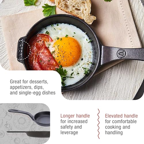 Image of Victoria 4-Inch Cast Iron Skillet, Pre-Seasoned Cast Iron Frying Pan with Long Handle, Made in Colombia