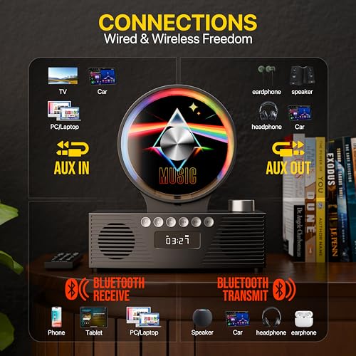 Image of Retro Portable CD Player for Home Decor, CD Player with Speakers, Bluetooth /Battery /Remote, Desktop Vintage CD Players for Kids to Seniors, Combo with Radio /USB Driver /Stereo Sound /AUX /Timer