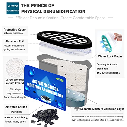 Mhttec Moisture Absorbers Boxes With Activated Charcoal 4 Pack 10 Oz Dehumidifiers For Closet Bathroom Basement Home Bedroom Humidity Packs Moisture Absorbers For Car Disposable Desiccant #TOP2