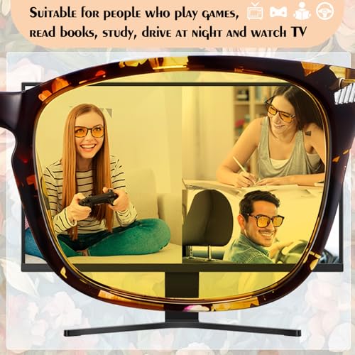 Image of Polarized Sunglasses for Women Men Night Vision Glasses Anti Glare | Yellow Anti Glare UV400 Lens, Lightweight Square Frame, for Day Night Use, Driving, Fishing, Cycling, Traveling