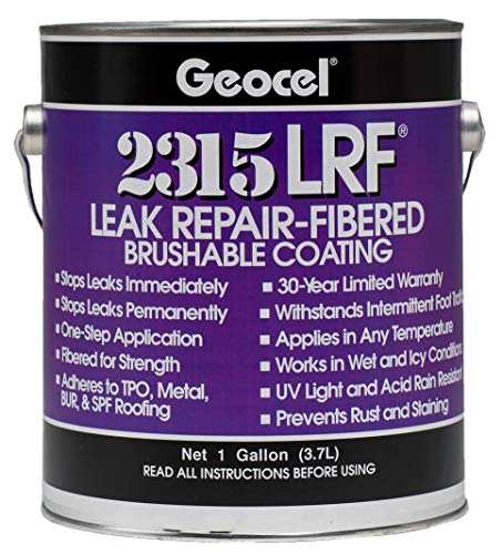 Geocel 2315-LRF Industrial Grade Fibered Sealant Clear 1 Gallon Brushable Instant Roof Leak Crack Repair Coating