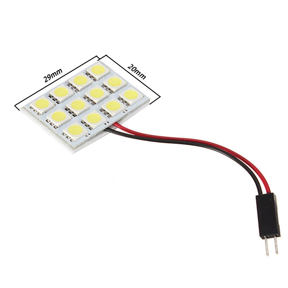 10 Pezzi Luce LED Interna Auto 12V | Pannello Cupola Con Adattatori T10/BA9S/Festone | 5050 SMD 12 LED - Foto 9