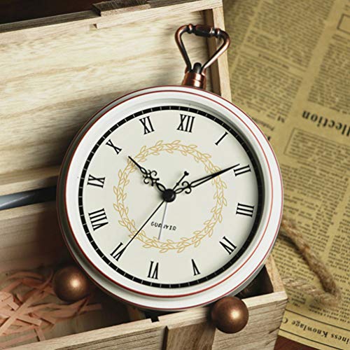 Relógio de mesa vintage IMIKEYA, relógio de mesa de metal, silencioso, sem tique-taque, decoração de