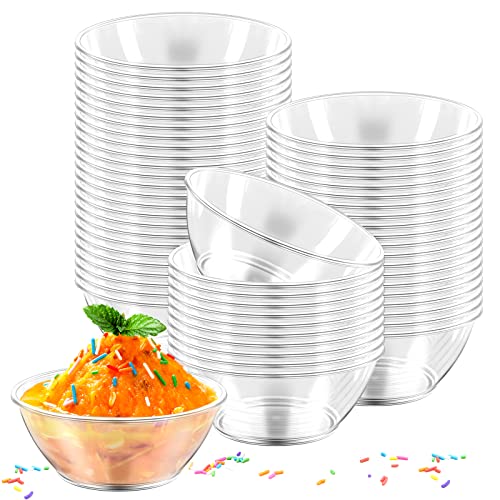Badenbach 80 Pack 6Oz Hard Plastic Bowls, Clear Salad Bowl Disposable Soup Ice Cream Candy Serving Bowls For Wedding Birthday Halloween Christmas #TOP8