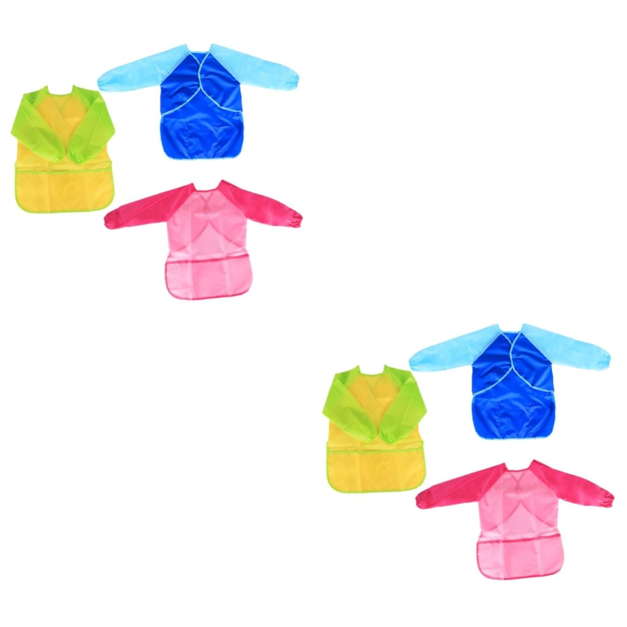 BESTonZON 6pezzi Grembiuli Impermeabili Per Ragazzo Ragazza Maniche Lunghe Vari Colori Protezione Per Pittura e Attività Creative Facile Da Pulire e Riutilizzabile