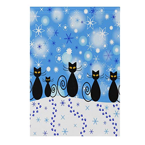 Wihve Winter Holiday Decor Garden Flag Christmas Black Cat Snowflake Vertical Double Sided Yard Flag Polyester Garden Flag House Banner For Wedding Party Indoor Outdoor Decoration 12 X 18 Inches #TOP13