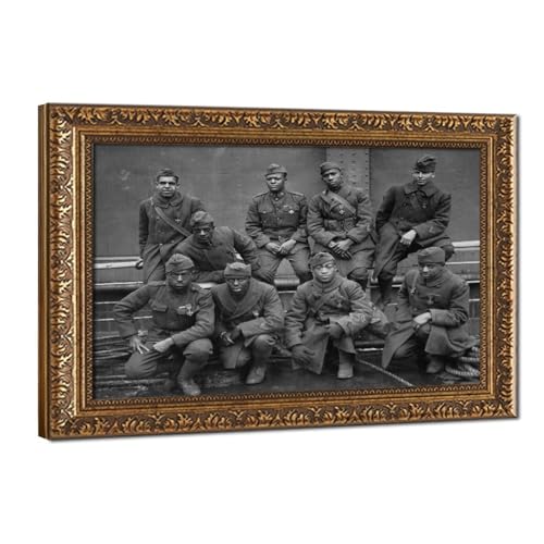 Soldats afro-américains 1919 décoration murale historique 40x61 cm