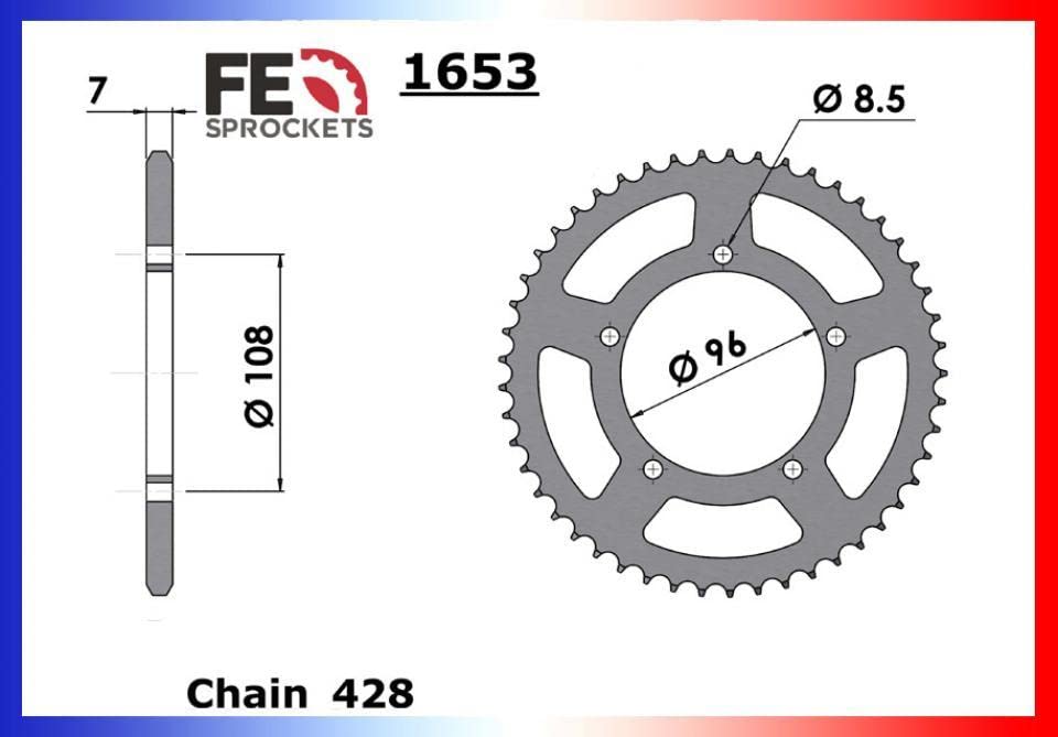 Corona transmisión Francia Equipo para moto MZ 125 RT 2001-04 49 dts 428