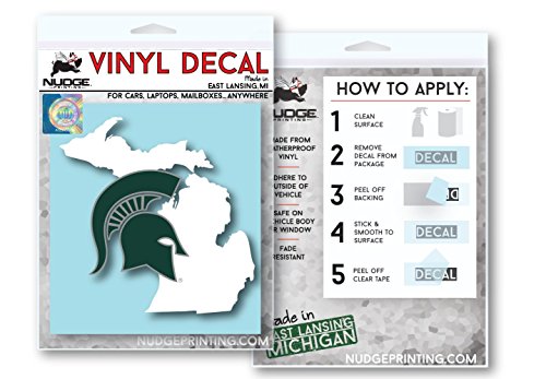 Image of Collegiate NCAA Car Decal Made from Premium Weatherproof Vinyl (Michigan State Spartans - State of MI)