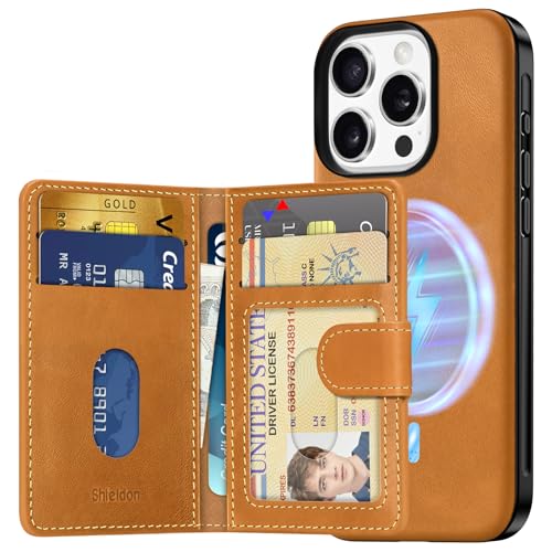 Coque cuir iPhone 16 Pro blocage RFID et chargement sans fil magnétique