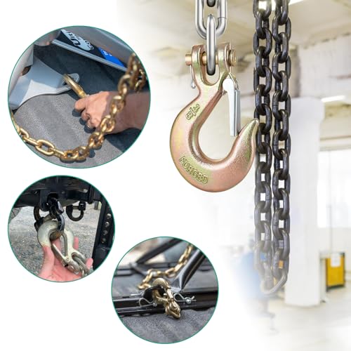 3/8" Clevis Slip Hook with Safety Latch, 4 Pack Heavy Duty Clevis Chian Hook for 3/8" Grade 70 Transport Chain, 18000LBS Capacity for Heavy Load by EPHECH - Image 7