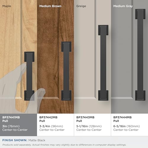 Amerock Lintel 3 inch (76mm) Center-to-Center Matte Black Cabinet Pull, BP37441MB by Amerock - Image 2