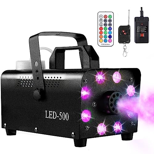 Smoke Machine, Fog Machine Halloween Indoor- 3 Stage Led Lights With 13 Colors & Strobe Effect, Automatic Smoke Machine For Party Wedding Holiday, 500W With Receiver And Wireless Remote Controls #TOP3
