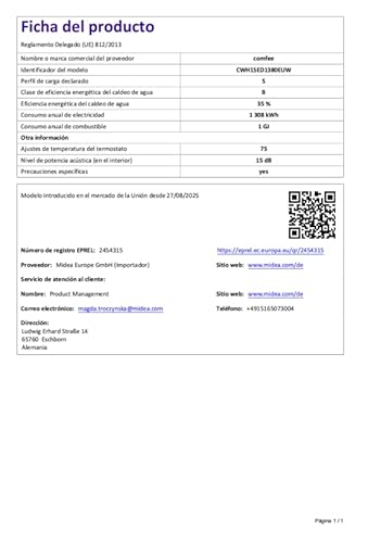COMFEE' CWH15ED1380EUW Calentador Eléctrico de Pared de 80L, Doble Tanque, con Espacio para Debajo del Fregadero, Compacto y Fácil de Instalar, Conexión Wi-Fi, Control Remoto por Aplicación, Blanco - imagen 15