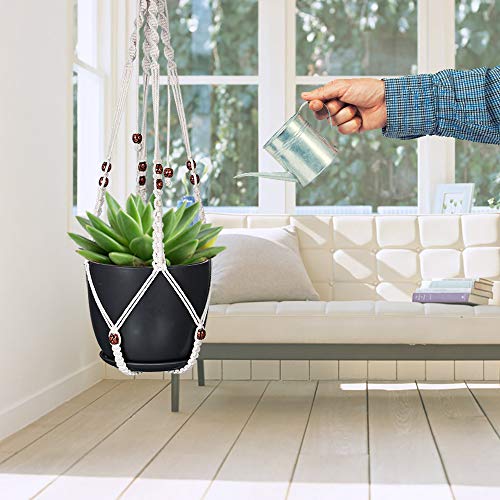 Macrame Plant Hangers, Hanging Planters Set Of 5 With 5 Hooks, Hanging Planters For Indoor And Outdoor Plant Décor, Different Tier (5 Sizes) Beige #TOP3