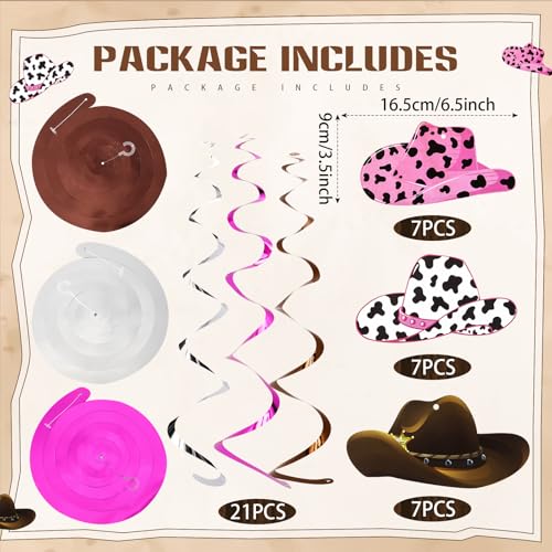 Image of Maxdot 42 Pcs Western Cowboy Party Decorations Wild West Hanging Swirl Cowboy Hat Ceiling Streamers for Adults Cowgirl Boys Birthday Party Decorations Supplies (Stylish Style)