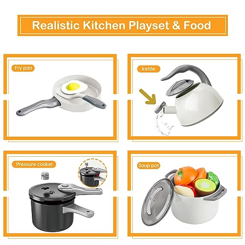 image for Zero Zoo 105Pcs Kids Kitchen Toy Accessories, Toddler Pretend BBQ Camp