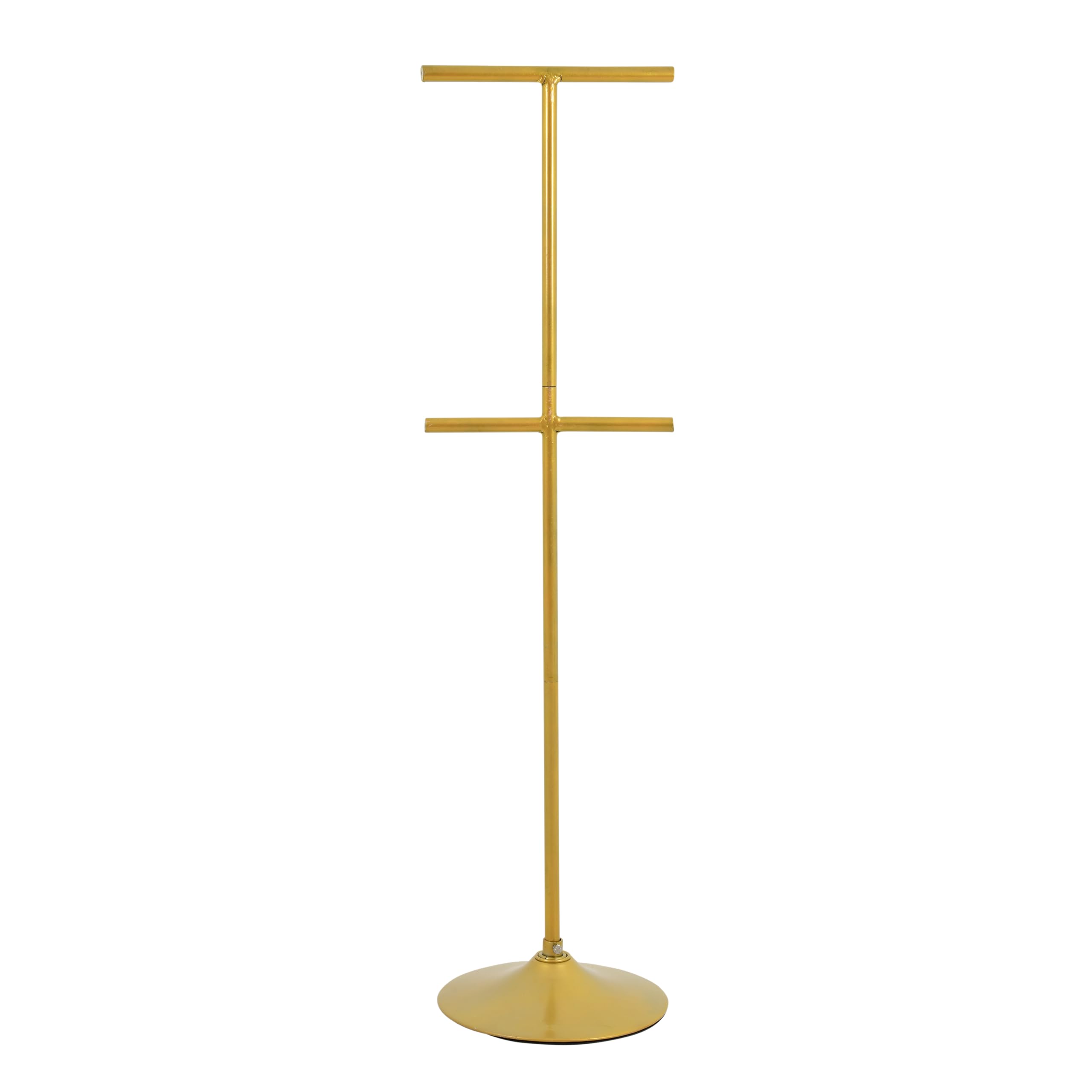 LOCOMOTO T Shaped Garment Display Stand for Saree, Lehenga & Ethnic Wear | Adjustable Height | Perfect for Boutiques, Exhibitions & Home Use (66 Inches Height) (GOLD)-image-11