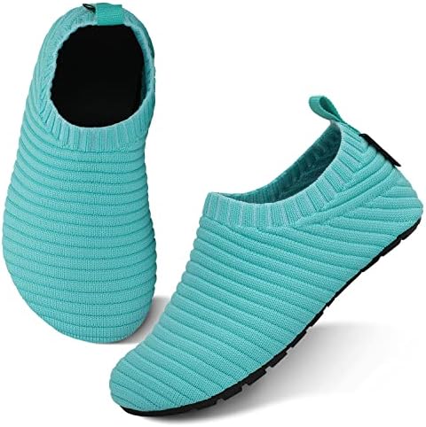 SAGUARO House Slippers Socks for Boys Lightweight Indoor Home Shoes for Girls Rubber Sole Toddler Shoes Socks Kids Blue 6-7 Toddler